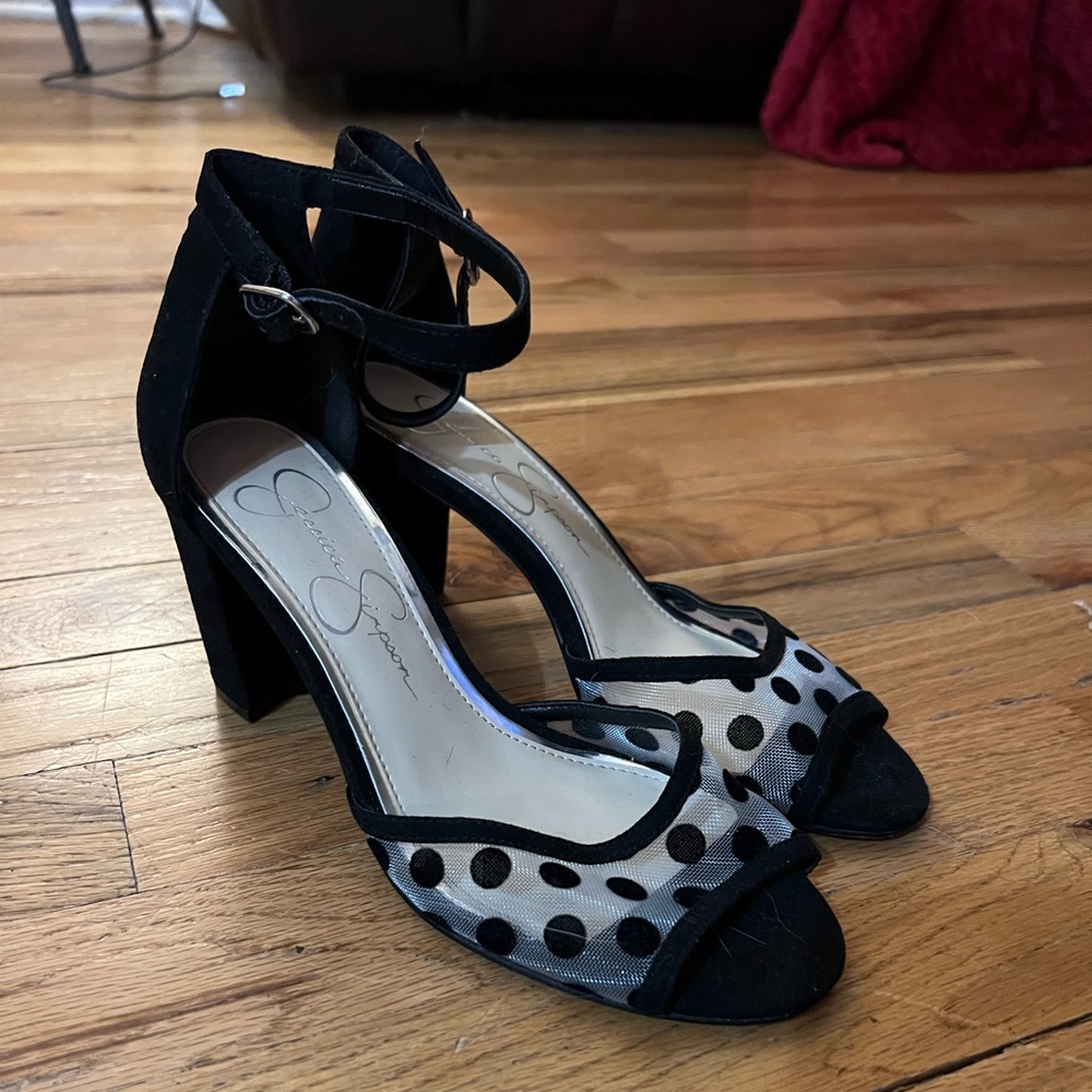 Sheer polka dot heels